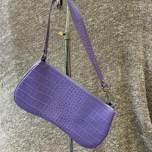 JW PEI Lavender Crocodile-Embossed Shoulder Bag
